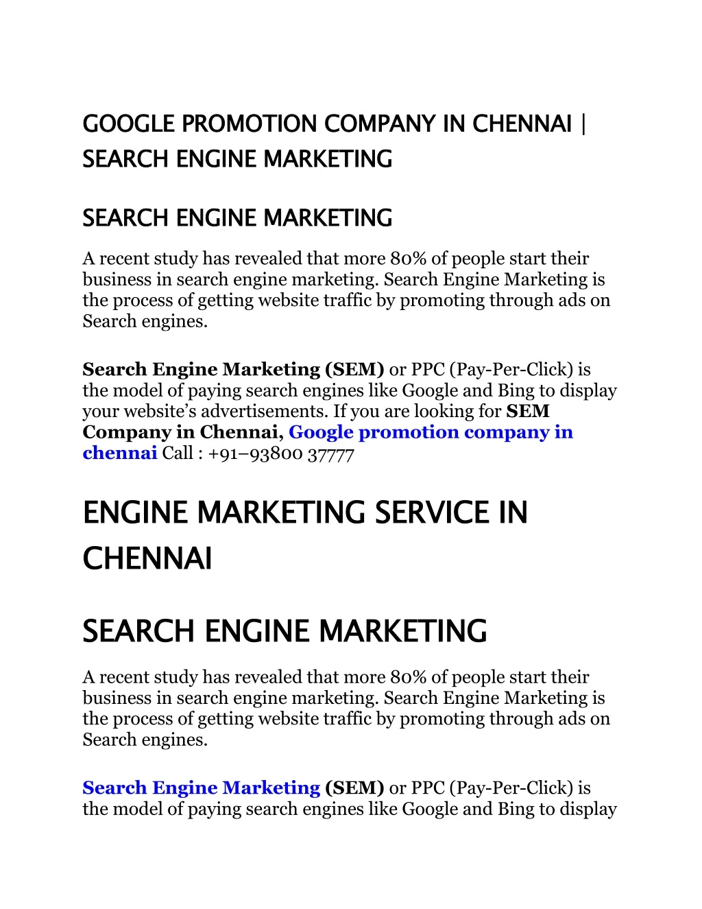 google promotion company in chennai search engine