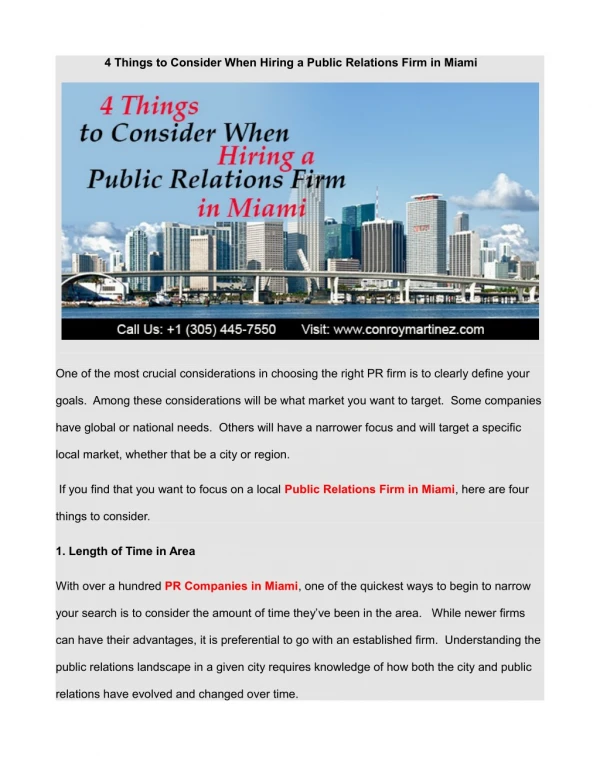 4 Things to Consider When Hiring a Public Relations Firm in Miami