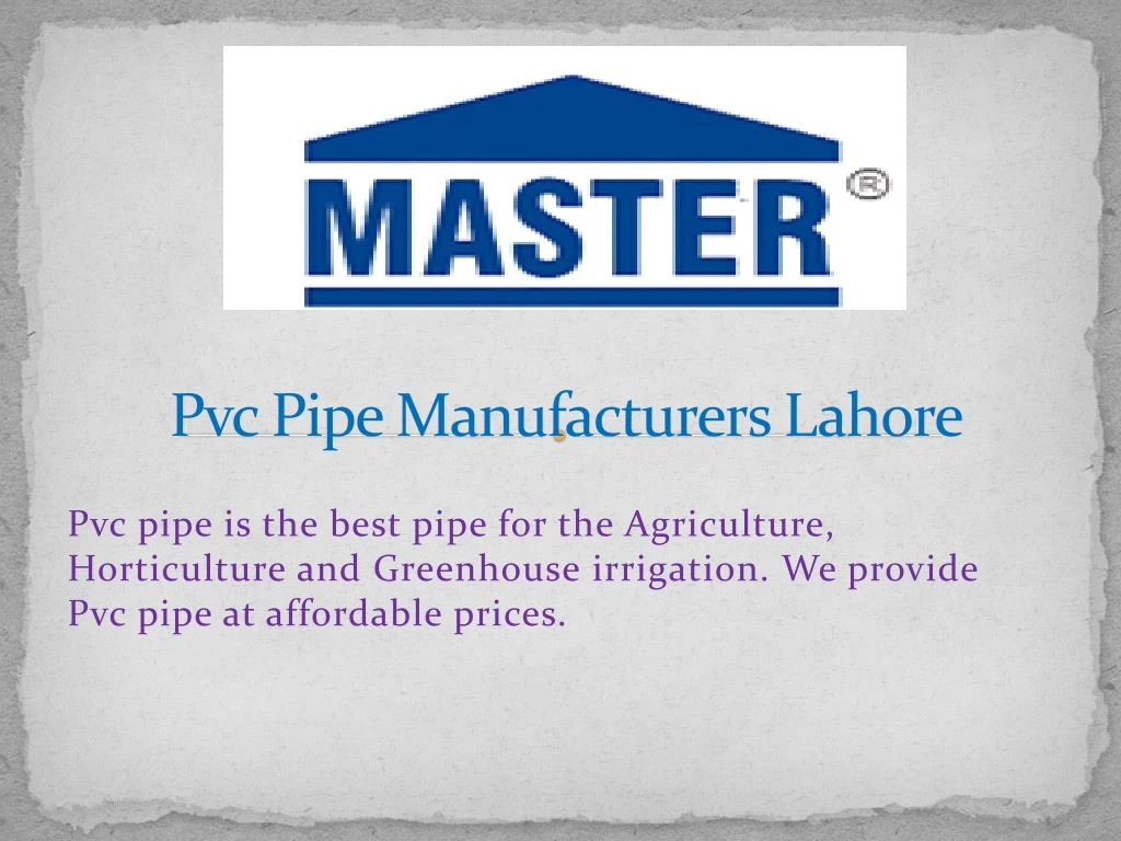 pvc pipe manufacturers lahore