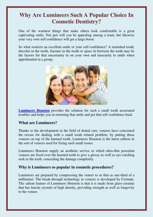 Why Are Lumineers Such A Popular Choice In Cosmetic Dentistry