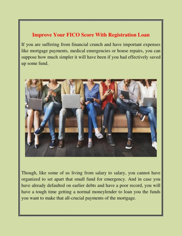 improve your fico score with registration loan