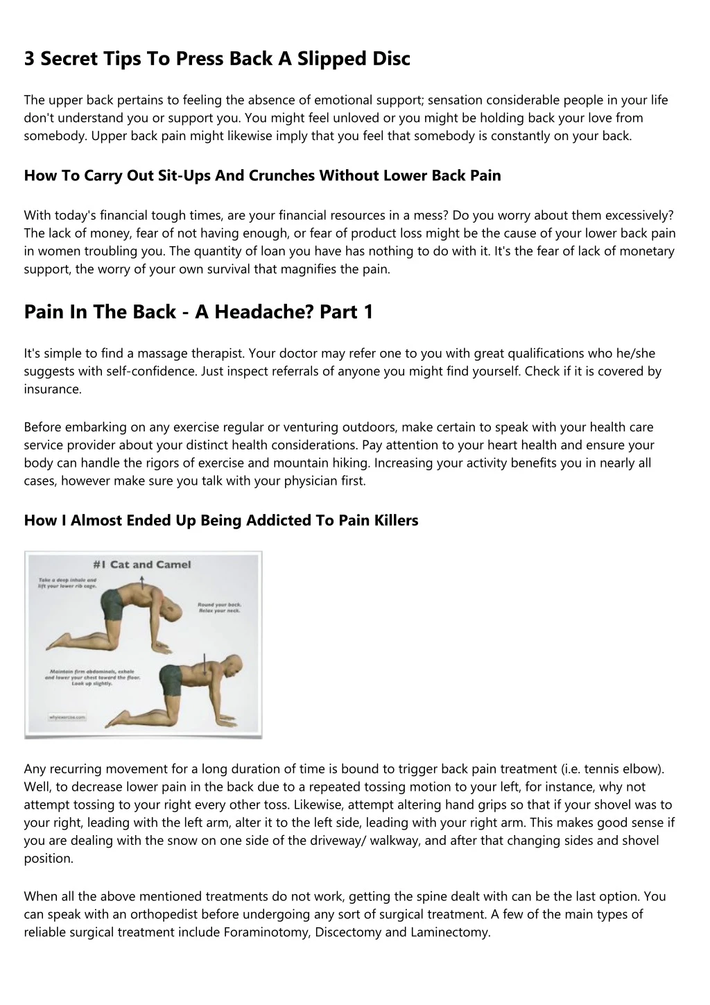 3 secret tips to press back a slipped disc