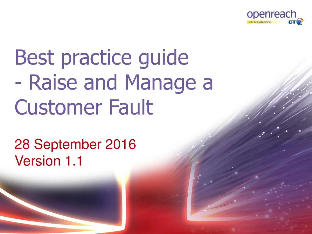 best practice guide raise and manage a customer fault
