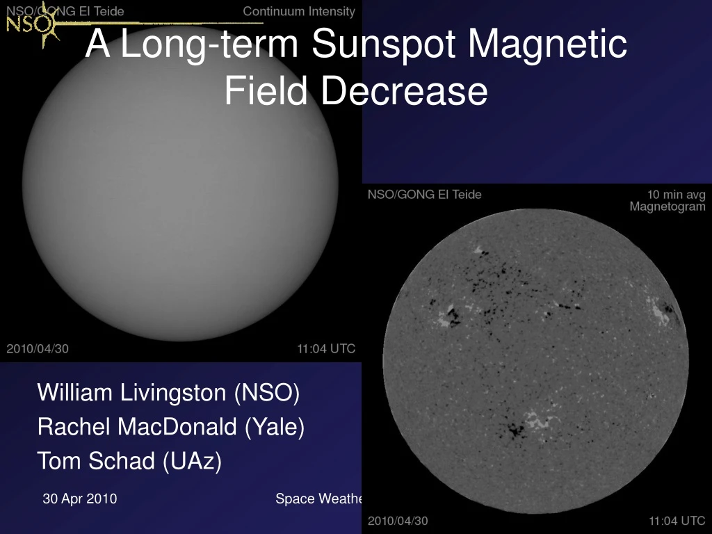 a long term sunspot magnetic field decrease