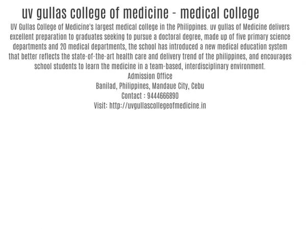 uv gullas college of medicine - medical college