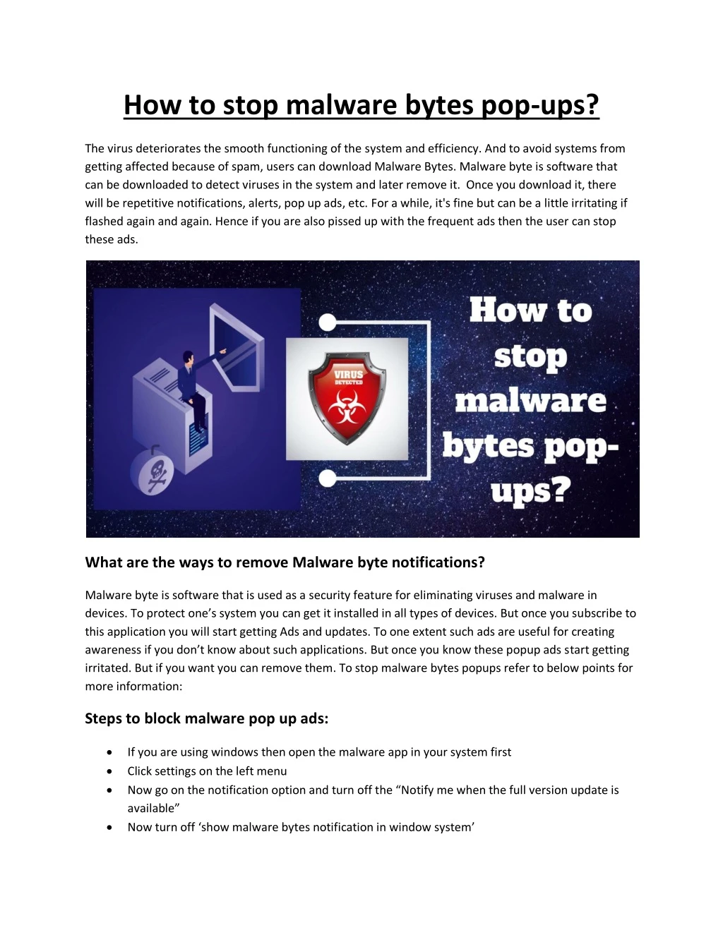 how to stop malware bytes pop ups
