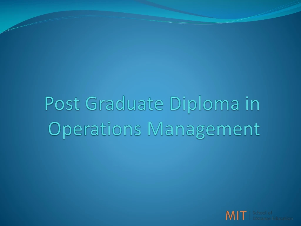 post graduate diploma in operations management