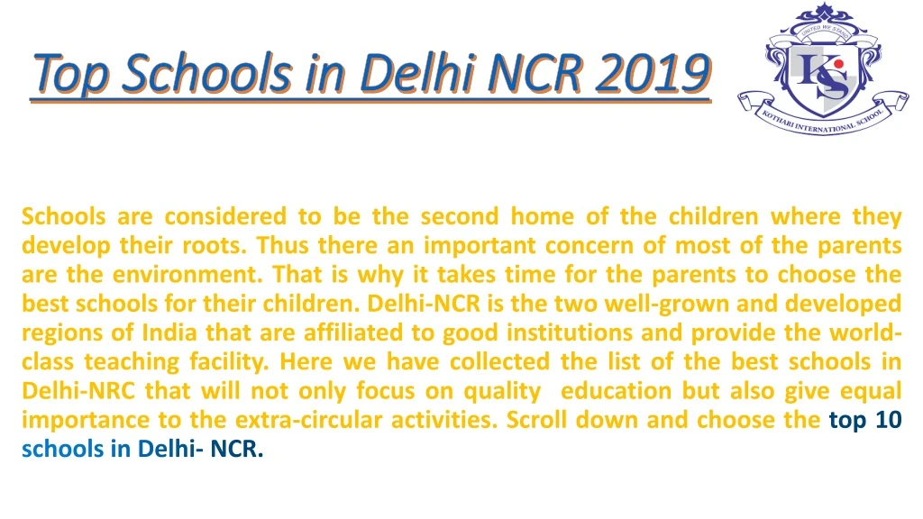 top schools in delhi ncr 2019