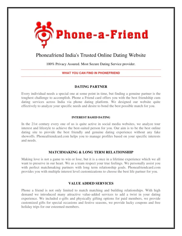 Phoneafriend online dating