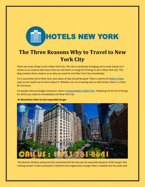 The Three Reasons Why to Travel to New York City