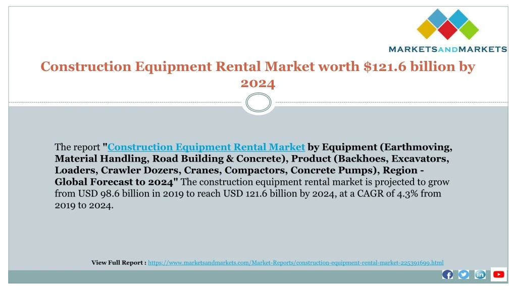 construction equipment rental market worth 121 6 billion by 2024