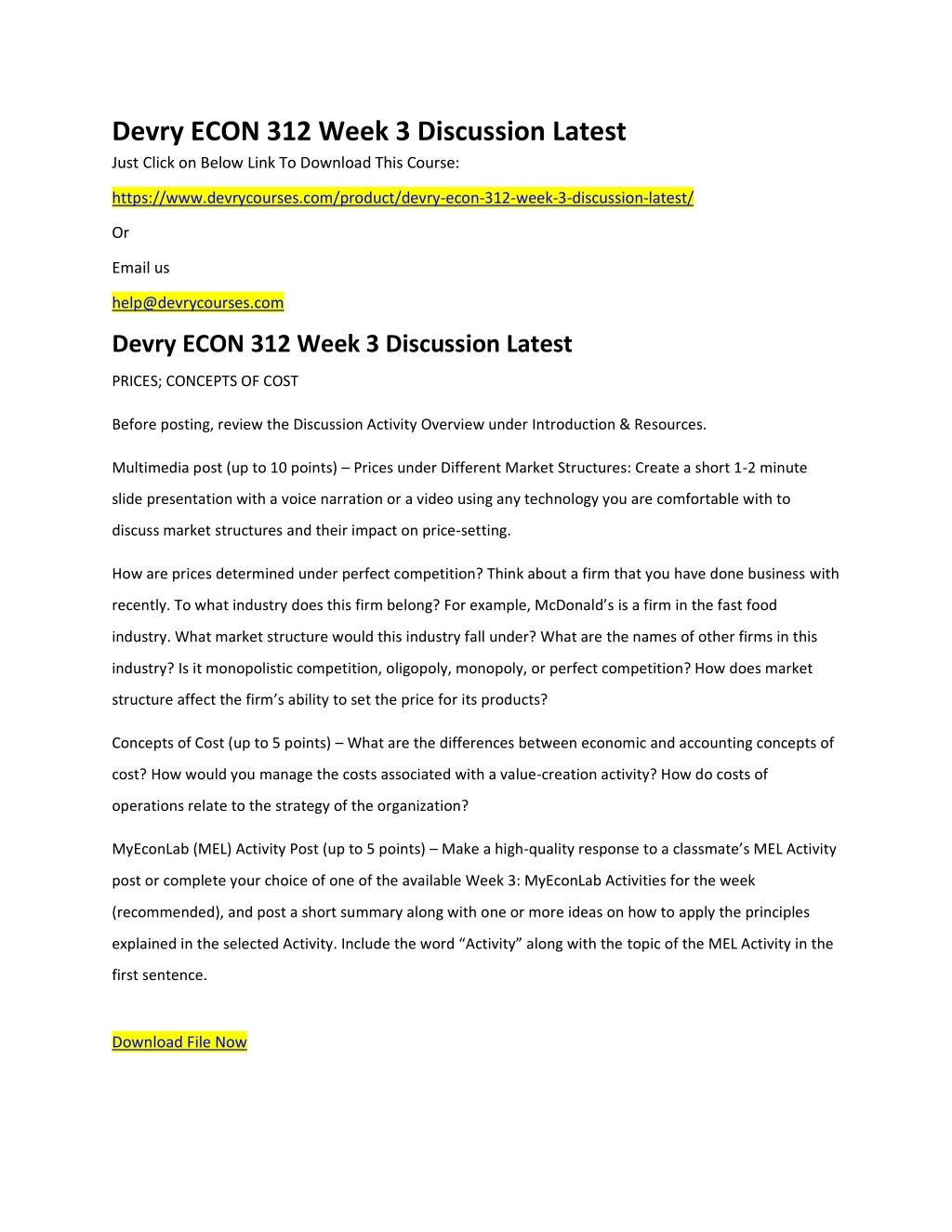 devry econ 312 week 3 discussion latest just