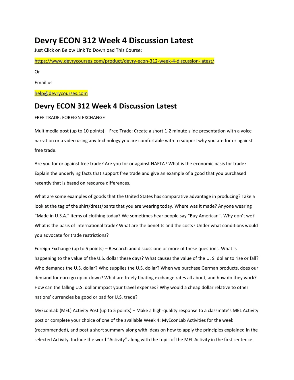 devry econ 312 week 4 discussion latest just