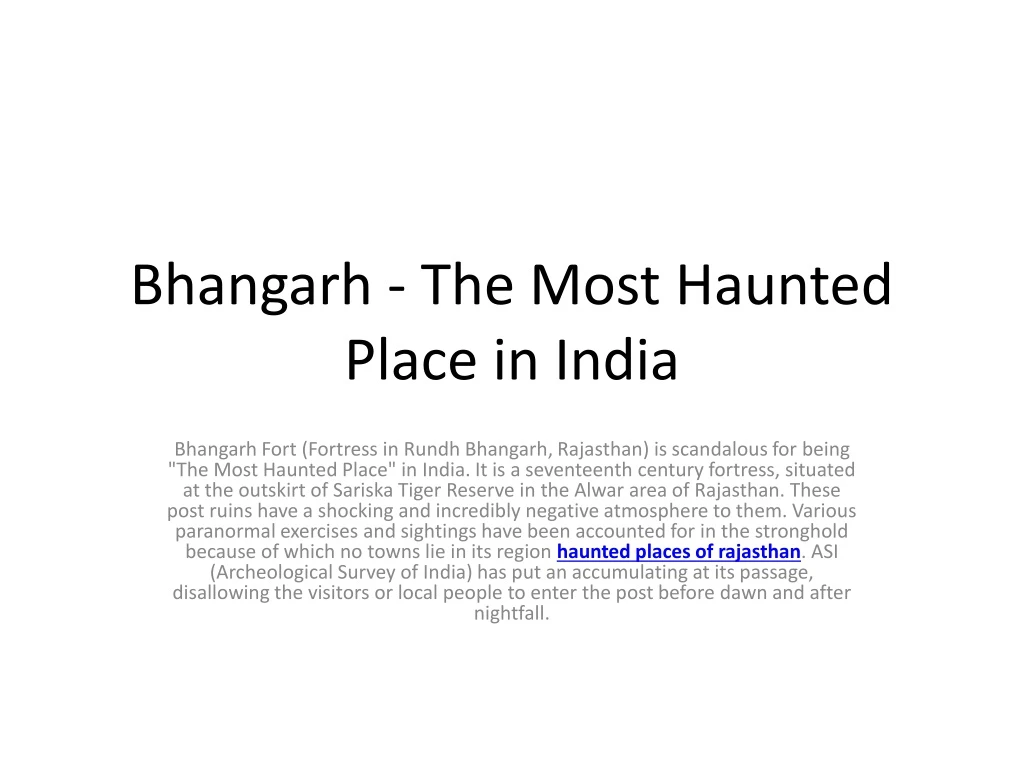 bhangarh the most haunted place in india