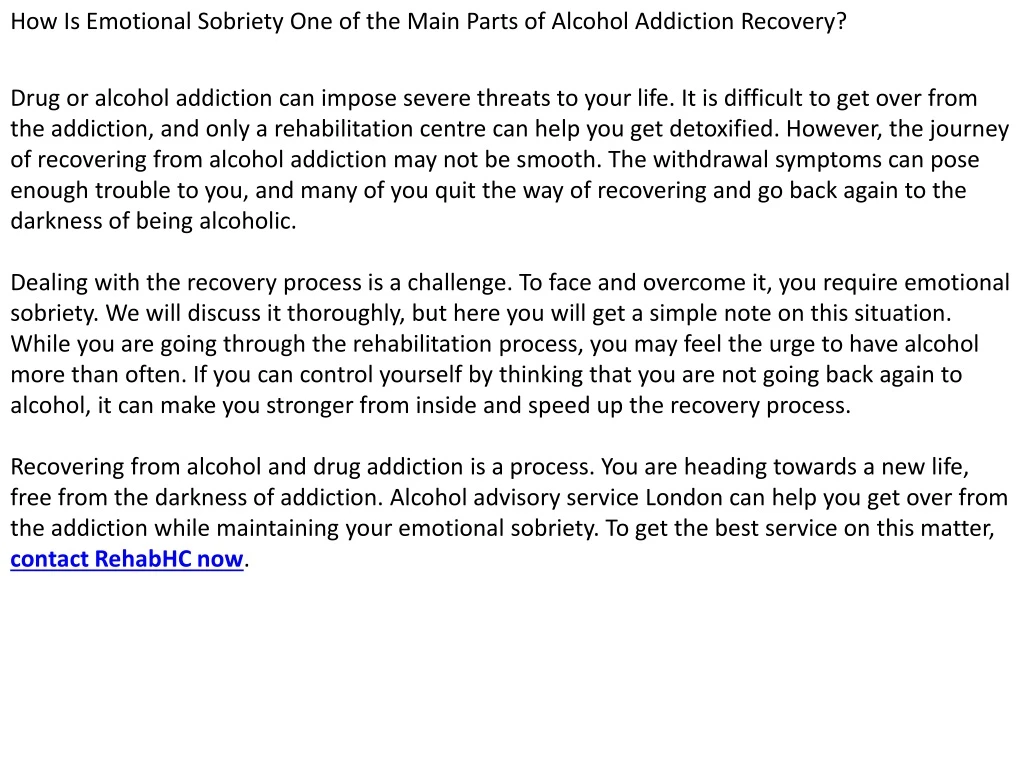 how is emotional sobriety one of the main parts