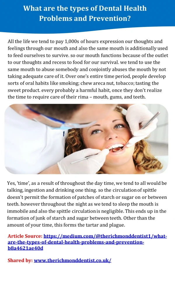 what are the types of dental health problems