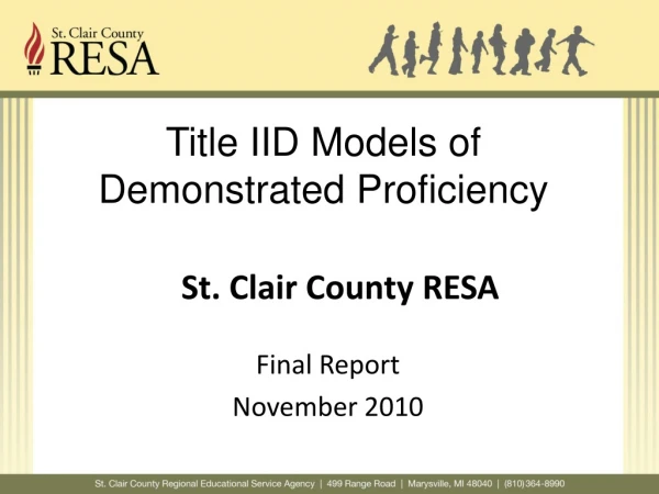 Title IID Models of Demonstrated Proficiency