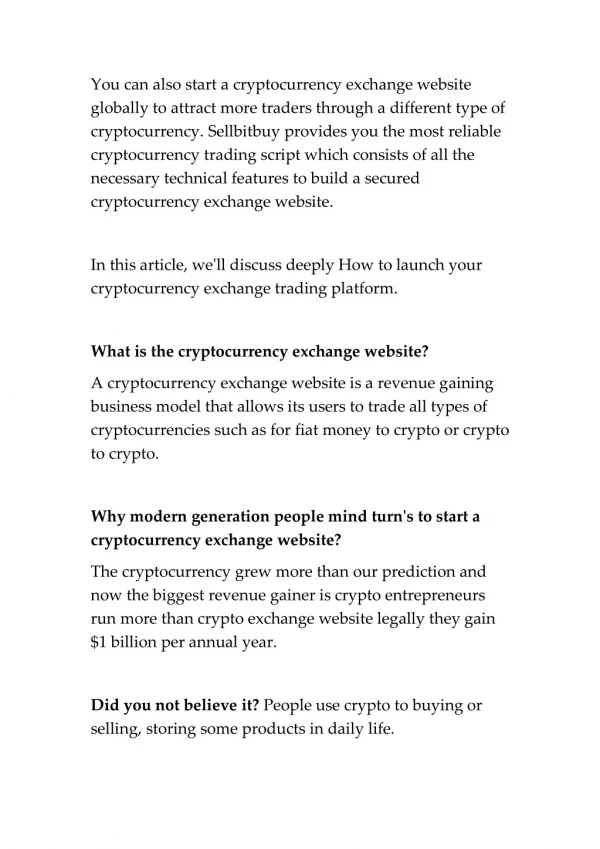 you can also start a cryptocurrency exchange