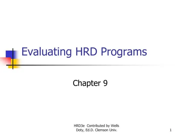 Evaluating HRD Programs