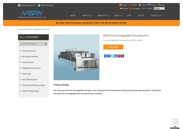 30KW Fruit And Vegetable Drying Machine