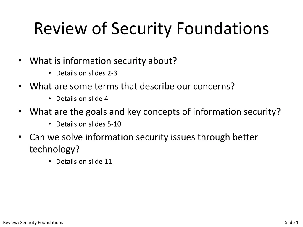 review of security foundations