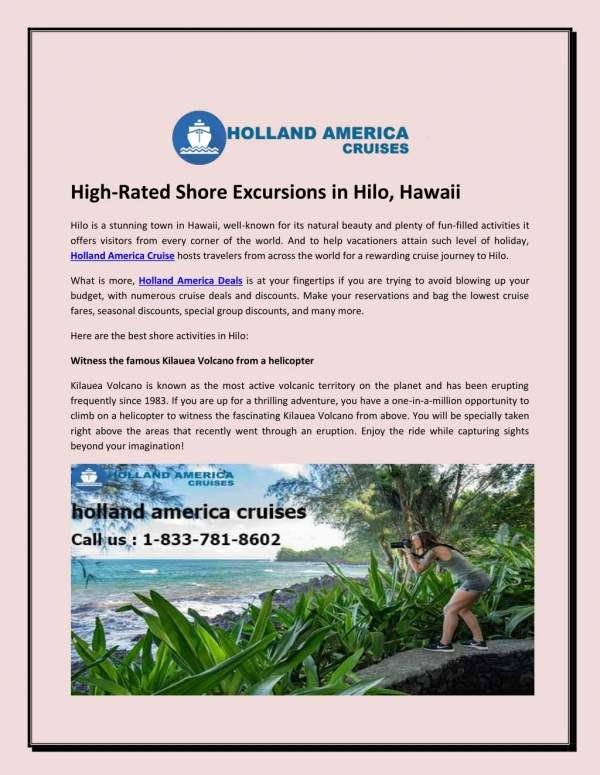 High-Rated Shore Excursions in Hilo, Hawaii