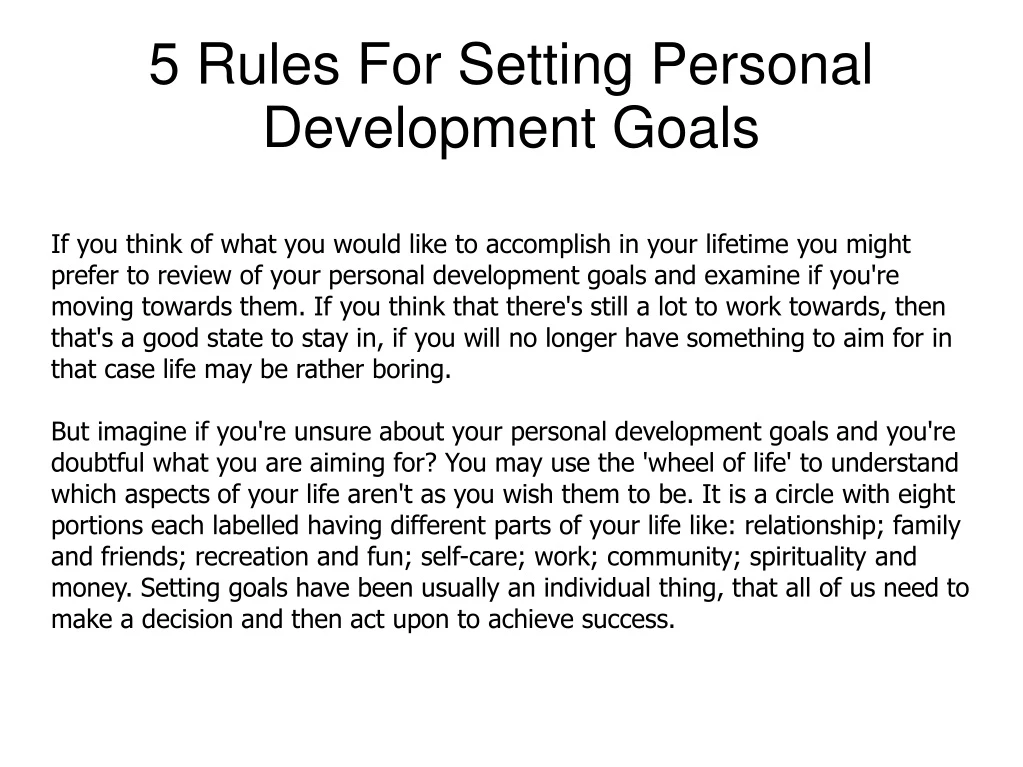 5 rules for setting personal development goals
