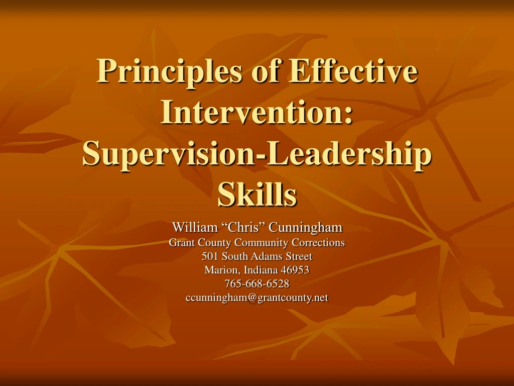 principles of effective intervention supervision leadership skills