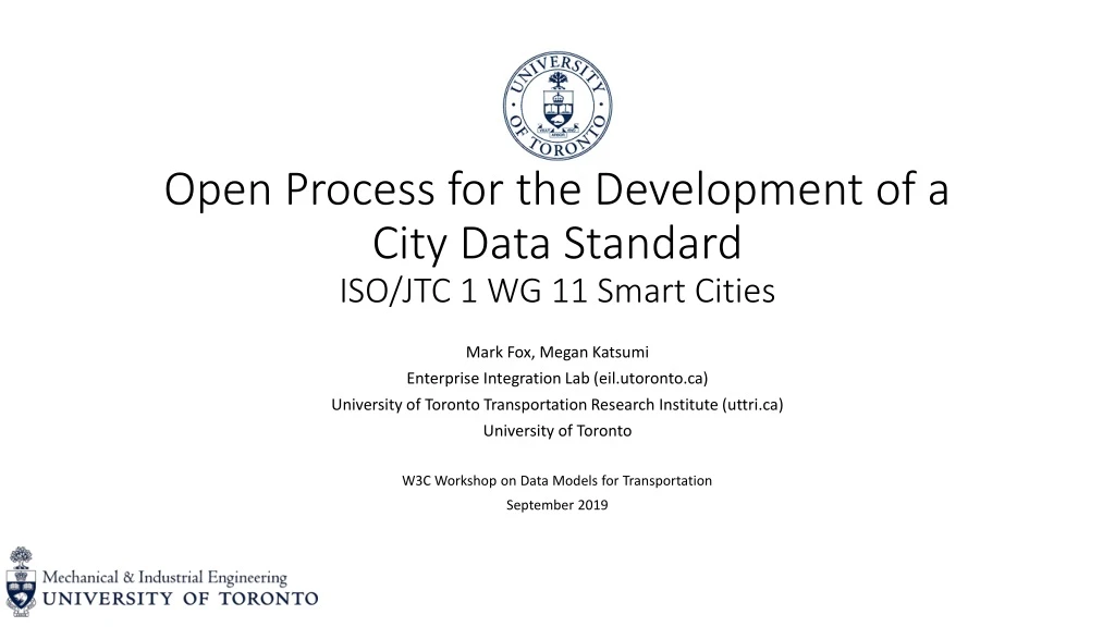 open process for the development of a city data standard iso jtc 1 wg 11 smart cities