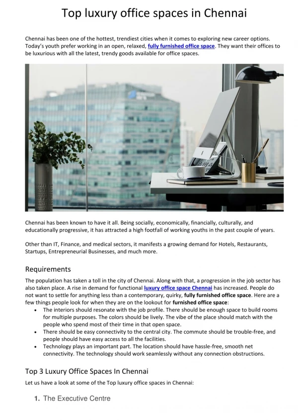 top luxury office spaces in chennai