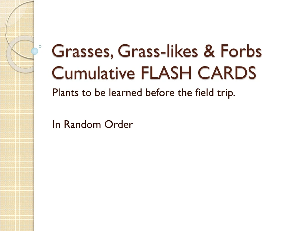 grasses grass likes forbs cumulative flash cards