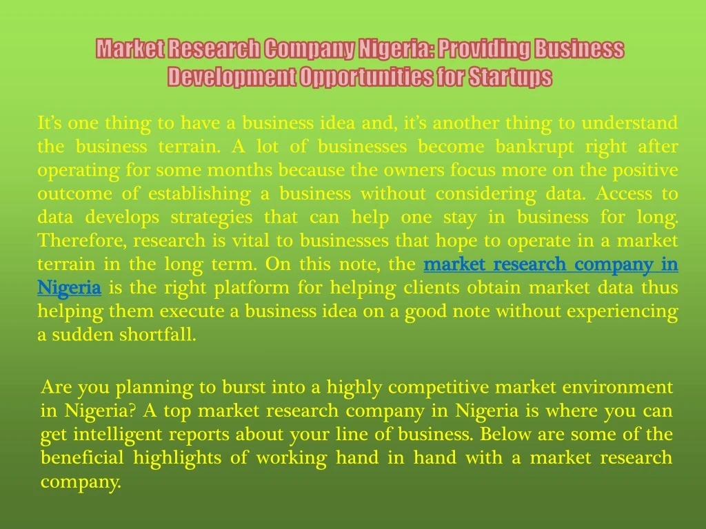 market research company nigeria providing