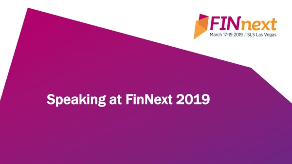 Speaking at FinNext 2019