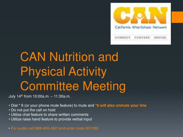 CAN Nutrition and Physical Activity Committee Meeting