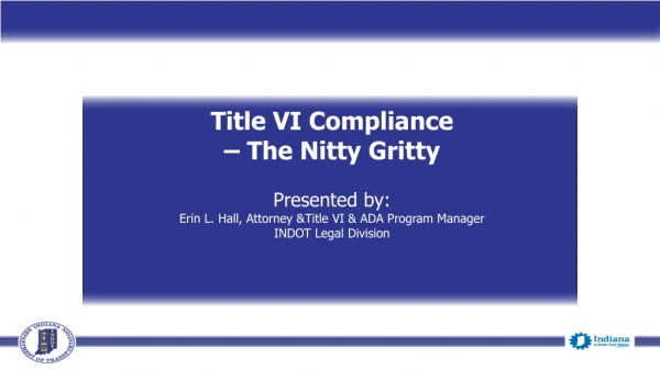 Title VI Compliance – The Nitty Gritty Presented by: