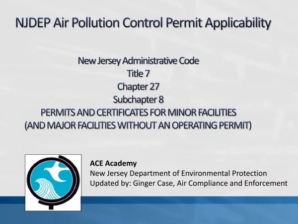NJDEP Air Pollution Control Permit Applicability