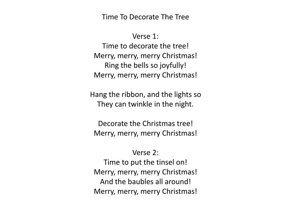 time to decorate the tree verse 1 time