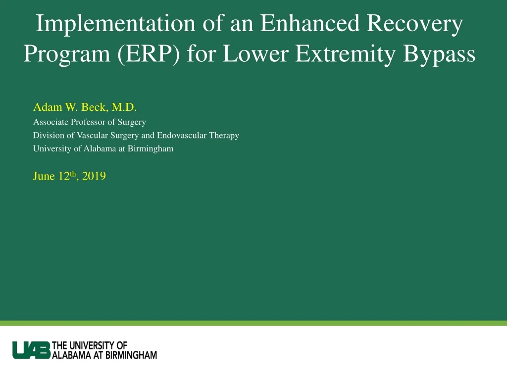 implementation of an enhanced recovery program