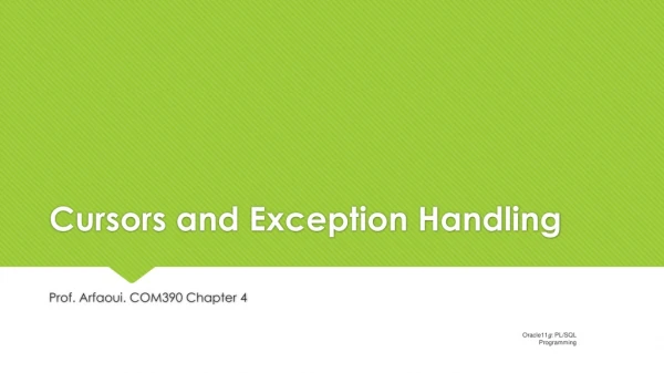 Cursors and Exception Handling