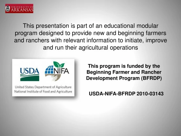 USDA-NIFA-BFRDP 2010-03143