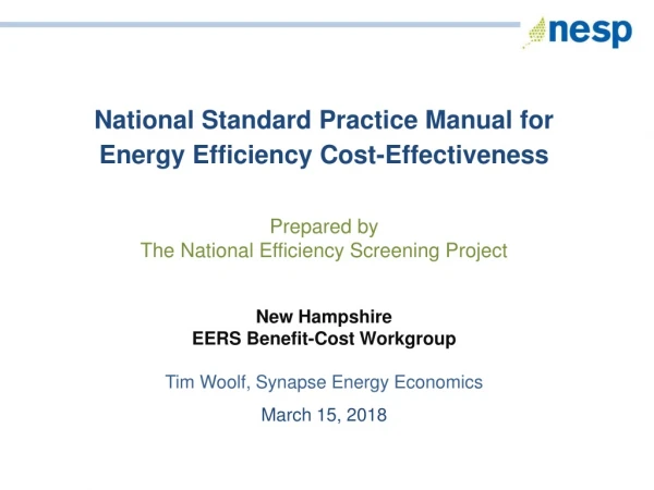National Standard Practice Manual for Energy Efficiency Cost-Effectiveness