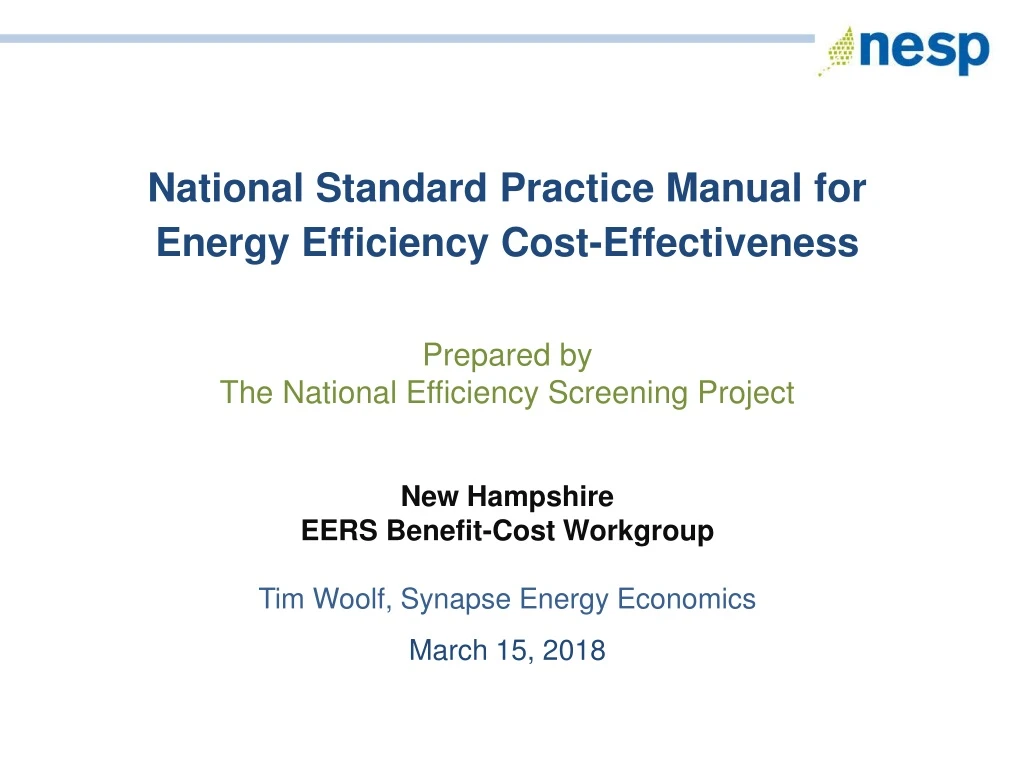 national standard practice manual for energy efficiency cost effectiveness