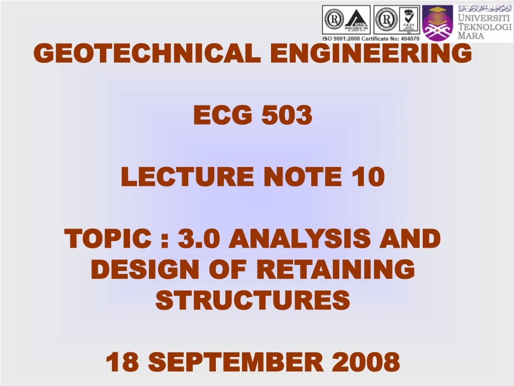 geotechnical engineering ecg 503 lecture note