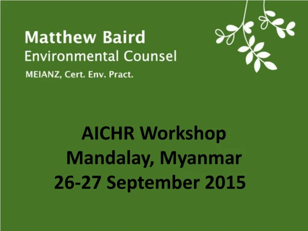 AICHR Workshop Mandalay, Myanmar 26-27 September 2015	 Hanoi, 4 May 2015