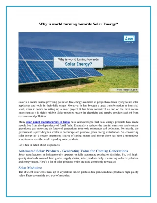 Why to Go for Solar Energy?