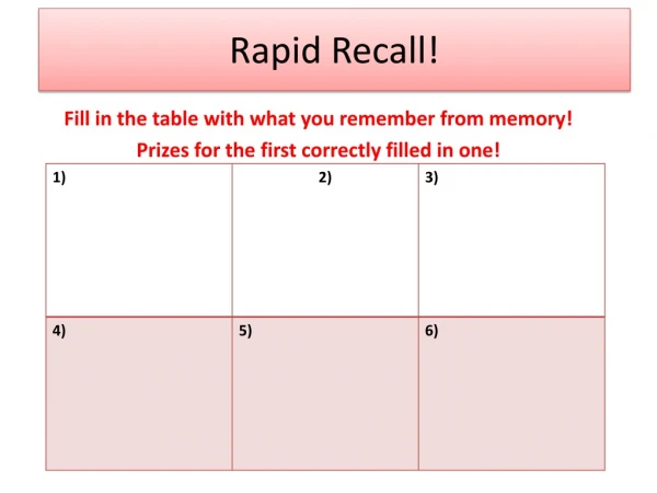 Rapid Recall!