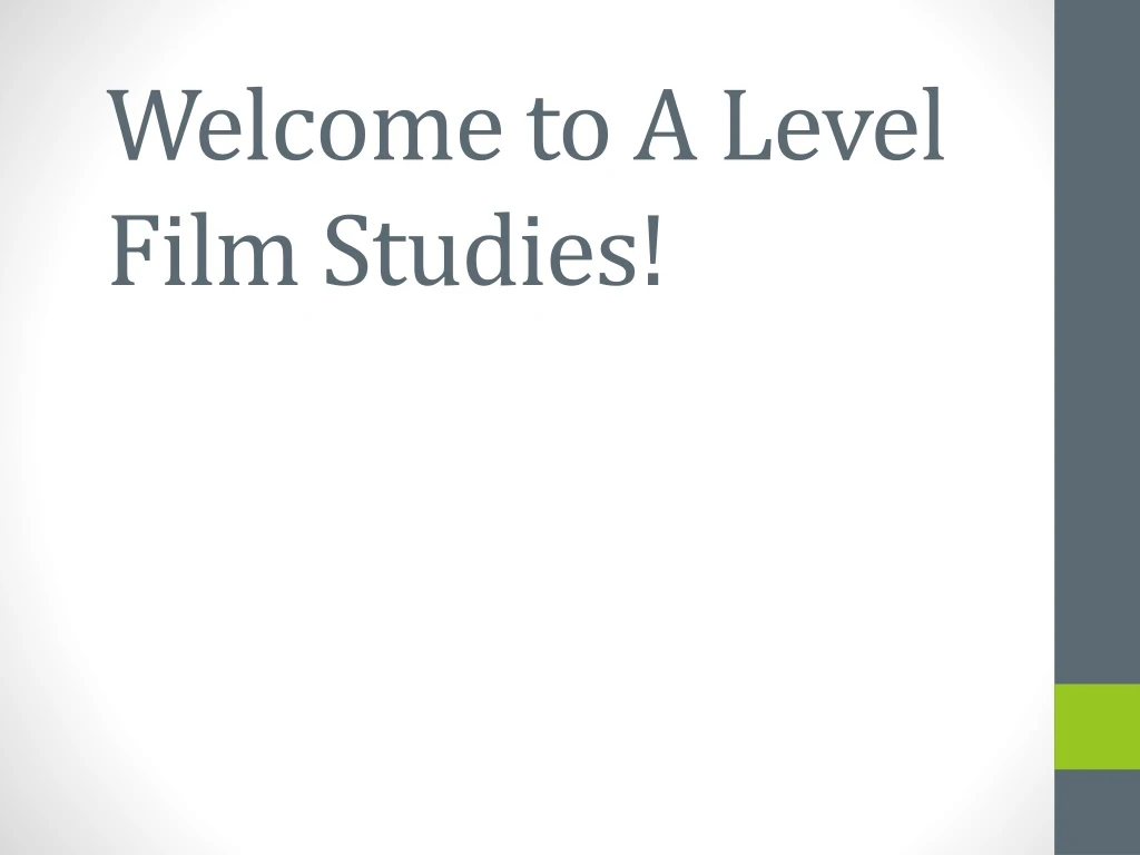 welcome to a level film studies