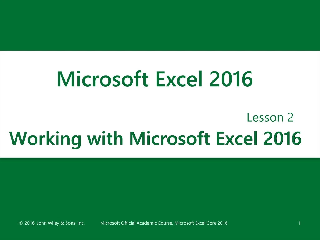 working with microsoft excel 2016