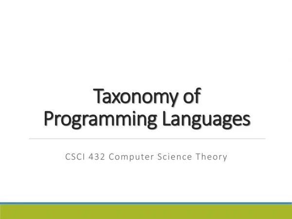 Taxonomy of Programming Languages