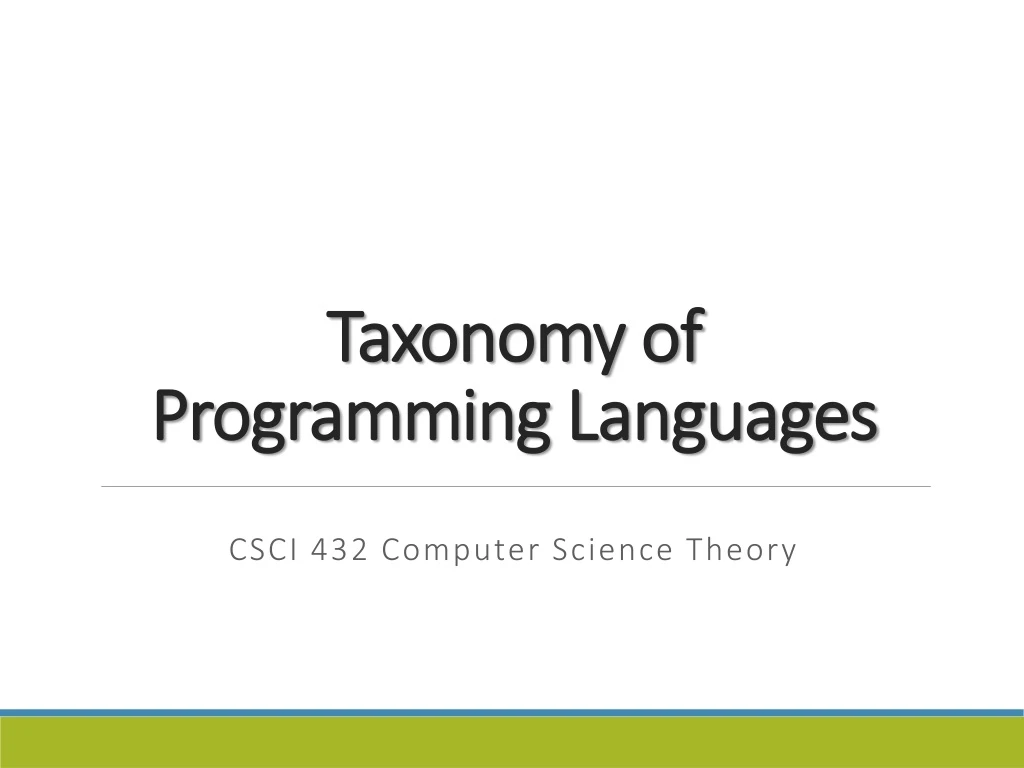 taxonomy of programming languages